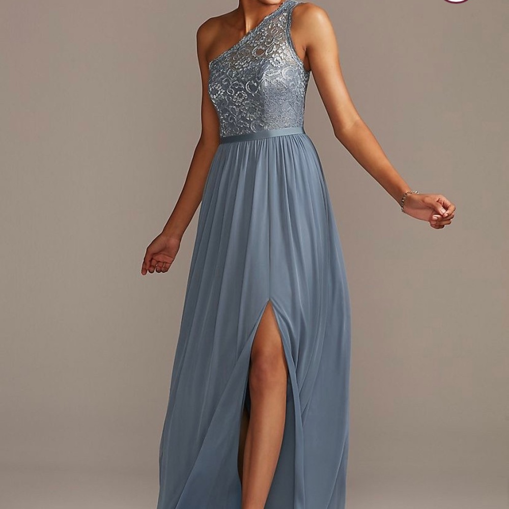 DAVIDS BRIDAL Bridesmaid dress steel blue sz 6